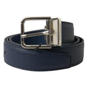 Aquamarijnblauwe leren riem Dolce & Gabbana , Blue , Heren