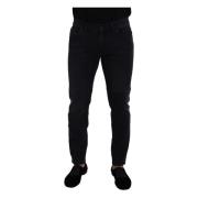 Zwarte Katoenmix Denim Broek Dolce & Gabbana , Black , Heren