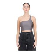 Grijze Spandex Crop Top Festivalstijl Adidas Originals , Gray , Dames