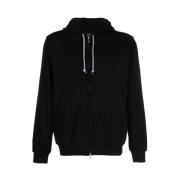 Zwarte Katoenen Hoodie met Rits Brunello Cucinelli , Black , Heren