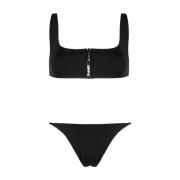 Zwart Logo-Print Bikini Rits Ondergoed Off White , Black , Dames