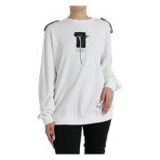 Luxe Zwart Wit Crew Neck Sweater Dolce & Gabbana , White , Dames