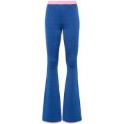 Blauwe Gebreide Flared Broek Bally , Blue , Dames