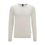 Virgin Wool Crew Neck Sweater Hugo Boss , White , Heren