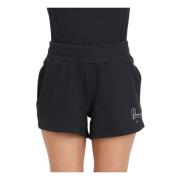 Zwarte Logo Print Shorts Puma , Black , Dames