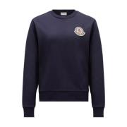 Logo Patch Sweatshirt Casual Style Moncler , Blue , Dames