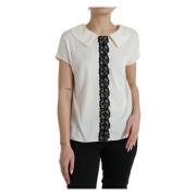 Zijden Blouse met Kant Dolce & Gabbana , Beige , Dames