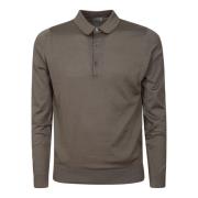 Bruine Gebreide Polo Shirt met Knoopsluiting John Smedley , Brown , He...