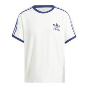 Witte Terry T-shirt met 3 Strepen Adidas Originals , White , Dames