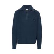 Navy Blue Gebreide Vissers Trui Maison Kitsuné , Blue , Heren