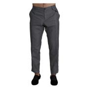 Grijze Formele Jurkbroek Slim Fit Broek Dolce & Gabbana , Gray , Heren