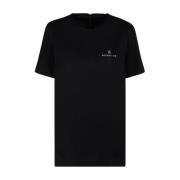 Zwart Katoenen Jersey Logo T-Shirt Moncler , Black , Dames