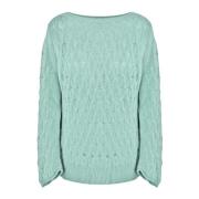 Cashmere Wool Boat Neck Sweater Malo , Blue , Dames