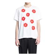 Grafische Print Wit T-shirt Comme des Garçons , White , Heren