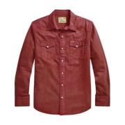 Western Denim Overhemd Klassieke Pasvorm Ralph Lauren , Red , Heren