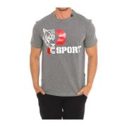 Korte Mouw T-shirt met Merkprint Plein Sport , Gray , Heren