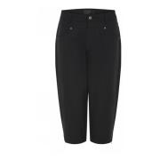 Zwarte Capri Broek met Ritsdetails C.Ro , Black , Dames