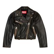 Biker jacket in tumbled leather Diesel , Black , Dames