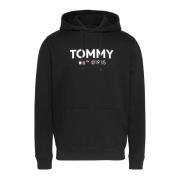 Zwarte hoodie met groot logo Tommy Jeans , Black , Heren