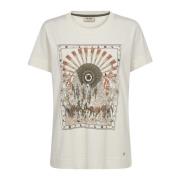 Grafische Print Tee Top met Pailletten MOS Mosh , Beige , Dames