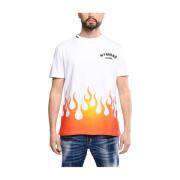Fire T-Shirt Wit My Brand , White , Heren