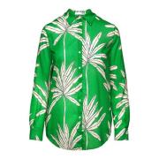 Palm Print Lange Mouwen Shirt Douuod Woman , Multicolor , Dames