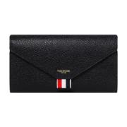 Zwarte Leren Portemonnee met Logo Thom Browne , Black , Dames