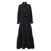 Elegante Zwarte Lena Jurk met Ruches Ines De La Fressange Paris , Blac...