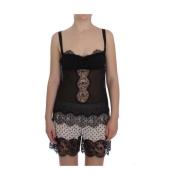 Zwarte Zijden Bloemenkant Lingerie Top Dolce & Gabbana , Black , Dames