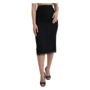 Zwarte hoge taille midi rok Dolce & Gabbana , Black , Dames