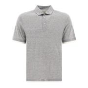 Zijde Katoen Laagjes Poloshirt Brunello Cucinelli , Gray , Heren