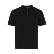 Zwarte Katoenen T-Shirt met Knopen Alpha Studio , Black , Heren