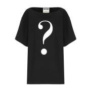 Zwart T-shirt met Contrasterend Logo Moschino , Black , Dames