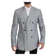 Blauwe Flax Napoli Jas Jas Blazer Dolce & Gabbana , Blue , Heren