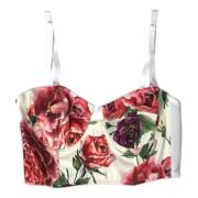 Bloemen Zijden Bustier Crop Top Dolce & Gabbana , Multicolor , Dames