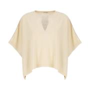 Ivory Linen Blend V-Neck Sweater Peserico , Beige , Dames