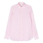 Italiaans Linnen Overhemd Finamore , Pink , Heren