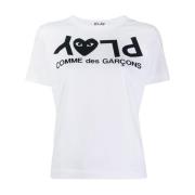 Logo Print Wit T-shirt Comme des Garçons Play , White , Dames