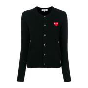 Zwarte Trui met Knoopsluiting Comme des Garçons Play , Black , Dames