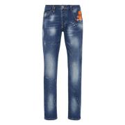Stone Washed Slim-Fit Jeans Philipp Plein , Blue , Heren