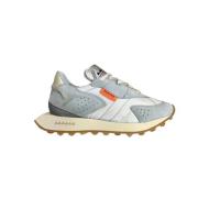 Blauwe suède sneakers met zilveren details RUN OF , Multicolor , Dames