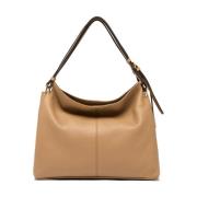 Beige Leren Schoudertas Leila Gianni Chiarini , Beige , Dames