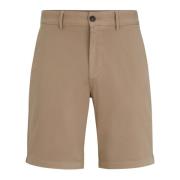 Slim-Fit Katoenen Twill Chino Shorts Hugo Boss , Brown , Heren