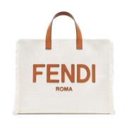 Witte Shopper Tas met Franjes Fendi , White , Dames