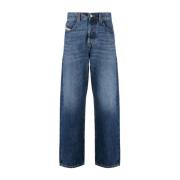 Denim Straight Jeans Klassiek Ontwerp Diesel , Blue , Heren