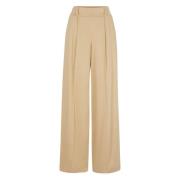 Flowing Twill Wide Leg Pants Hugo Boss , Beige , Dames