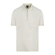 Zip Polo Shirt Wit Melk Hugo Boss , White , Heren