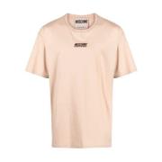 Geborduurd Logo T-shirt - Beige Moschino , Beige , Heren