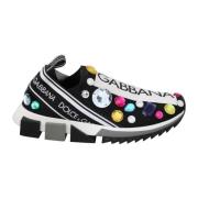 Stijlvolle lage top sneakers met kristallen Dolce & Gabbana , Multicol...