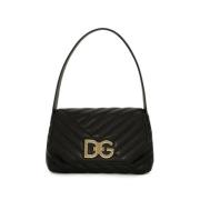 Gevoerde leren tas met logogesp Dolce & Gabbana , Black , Dames